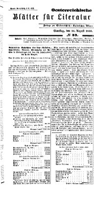 Österreichische Blätter für Literatur und Kunst Samstag 16. August 1856