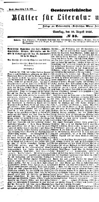 Österreichische Blätter für Literatur und Kunst Samstag 30. August 1856