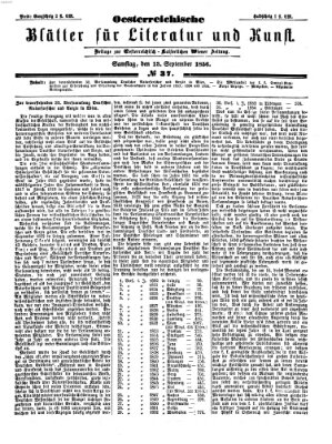 Österreichische Blätter für Literatur und Kunst Samstag 13. September 1856