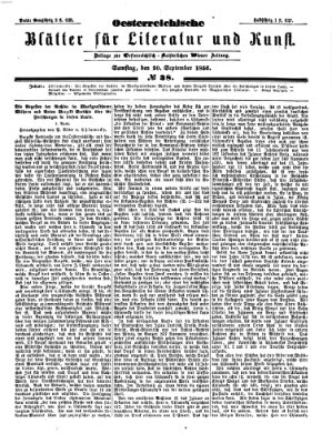 Österreichische Blätter für Literatur und Kunst Samstag 20. September 1856