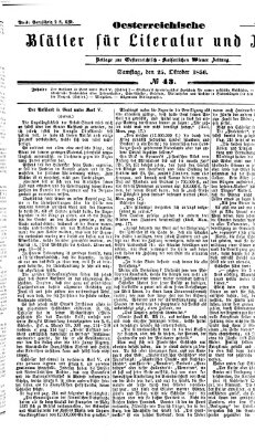 Österreichische Blätter für Literatur und Kunst Samstag 25. Oktober 1856