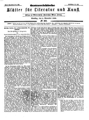 Österreichische Blätter für Literatur und Kunst Samstag 8. November 1856