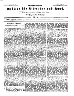 Österreichische Blätter für Literatur und Kunst Samstag 25. April 1857