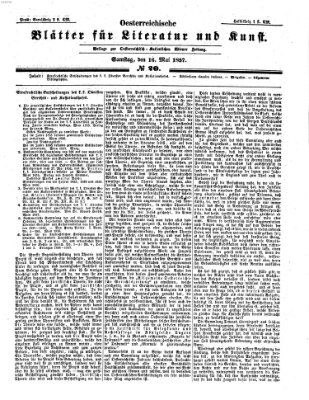 Österreichische Blätter für Literatur und Kunst Samstag 16. Mai 1857