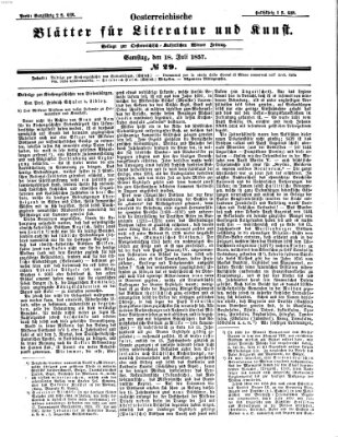 Österreichische Blätter für Literatur und Kunst Samstag 18. Juli 1857