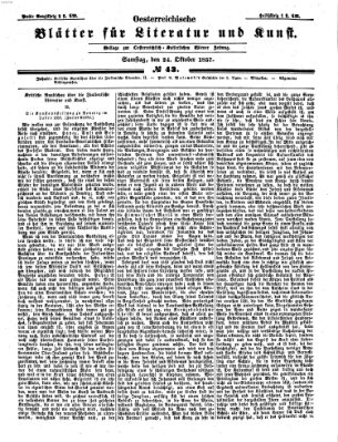 Österreichische Blätter für Literatur und Kunst Samstag 24. Oktober 1857