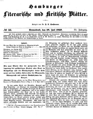 Hamburger literarische und kritische Blätter Samstag 18. Juli 1857