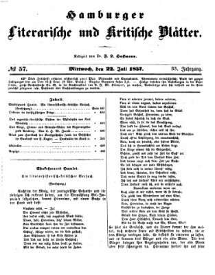 Hamburger literarische und kritische Blätter Mittwoch 22. Juli 1857