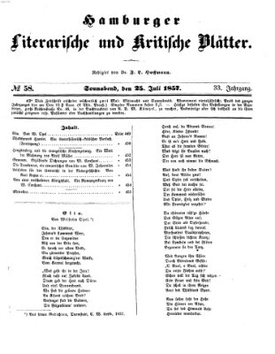 Hamburger literarische und kritische Blätter Samstag 25. Juli 1857