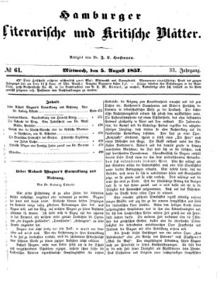 Hamburger literarische und kritische Blätter Mittwoch 5. August 1857