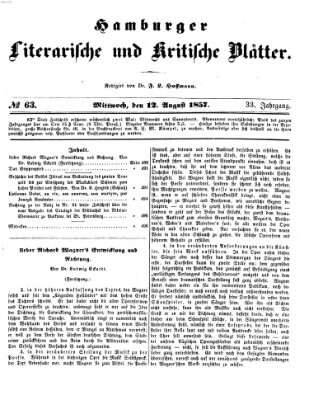 Hamburger literarische und kritische Blätter Mittwoch 12. August 1857