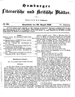 Hamburger literarische und kritische Blätter Samstag 22. August 1857