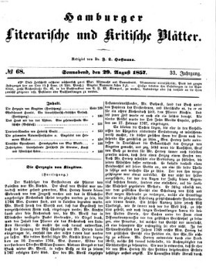 Hamburger literarische und kritische Blätter Samstag 29. August 1857