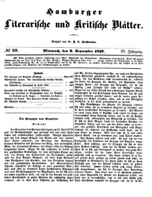 Hamburger literarische und kritische Blätter Mittwoch 2. September 1857