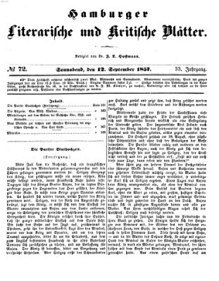 Hamburger literarische und kritische Blätter Samstag 12. September 1857