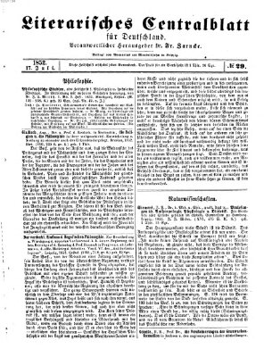 Literarisches Zentralblatt für Deutschland Samstag 17. Juli 1852