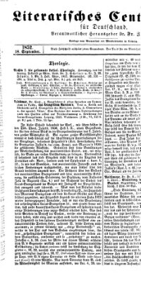 Literarisches Zentralblatt für Deutschland Samstag 18. September 1852