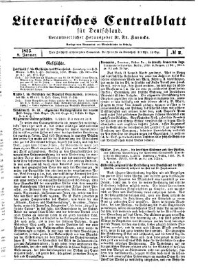 Literarisches Zentralblatt für Deutschland Samstag 8. Januar 1853