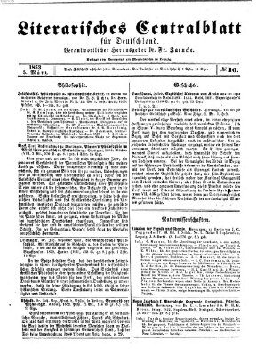 Literarisches Zentralblatt für Deutschland Samstag 5. März 1853