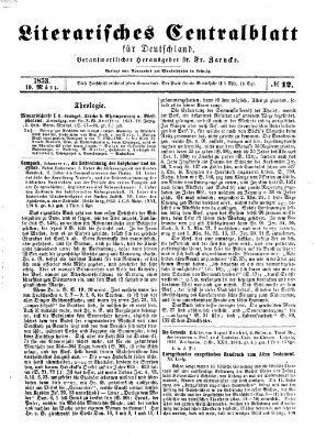 Literarisches Zentralblatt für Deutschland Samstag 19. März 1853