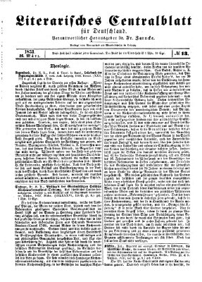 Literarisches Zentralblatt für Deutschland Samstag 26. März 1853