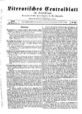 Literarisches Zentralblatt für Deutschland Samstag 23. April 1853