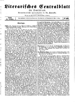 Literarisches Zentralblatt für Deutschland Samstag 15. Oktober 1853