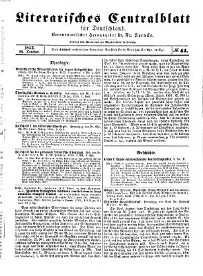 Literarisches Zentralblatt für Deutschland Samstag 29. Oktober 1853