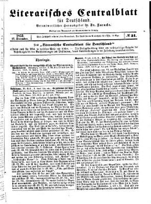 Literarisches Zentralblatt für Deutschland Samstag 17. Dezember 1853