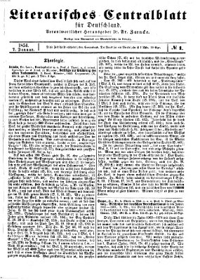 Literarisches Zentralblatt für Deutschland Samstag 7. Januar 1854