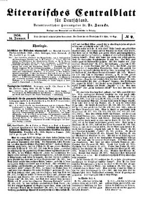 Literarisches Zentralblatt für Deutschland Samstag 14. Januar 1854