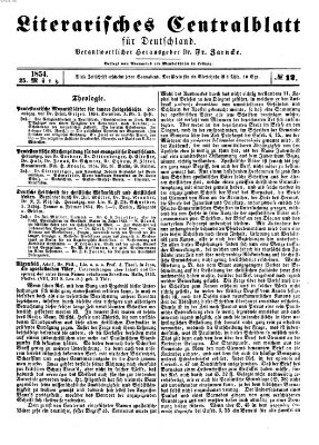 Literarisches Zentralblatt für Deutschland Samstag 25. März 1854