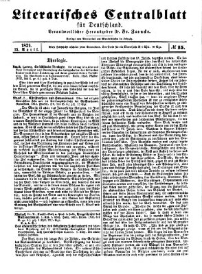 Literarisches Zentralblatt für Deutschland Samstag 15. April 1854