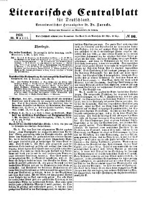 Literarisches Zentralblatt für Deutschland Samstag 22. April 1854