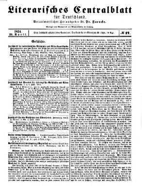 Literarisches Zentralblatt für Deutschland Samstag 29. April 1854