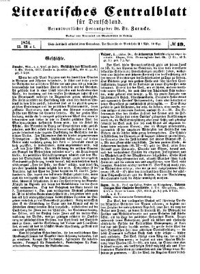 Literarisches Zentralblatt für Deutschland Samstag 13. Mai 1854