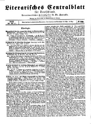 Literarisches Zentralblatt für Deutschland Samstag 20. Mai 1854