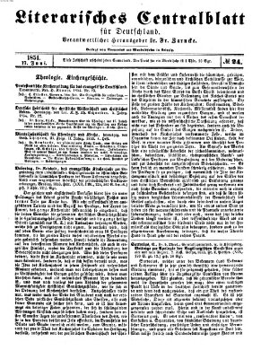 Literarisches Zentralblatt für Deutschland Samstag 17. Juni 1854