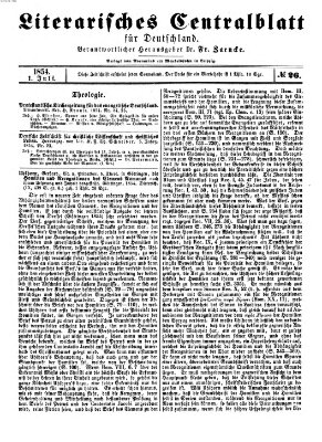 Literarisches Zentralblatt für Deutschland Samstag 1. Juli 1854