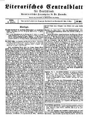 Literarisches Zentralblatt für Deutschland Samstag 8. Juli 1854