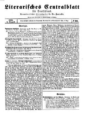 Literarisches Zentralblatt für Deutschland Samstag 5. August 1854