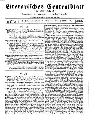 Literarisches Zentralblatt für Deutschland Samstag 19. August 1854