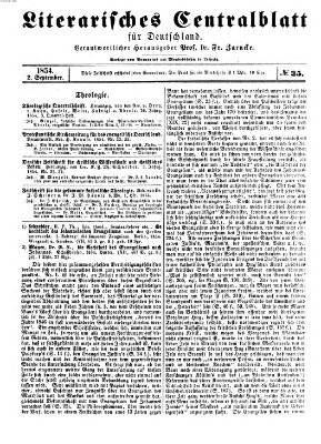 Literarisches Zentralblatt für Deutschland Samstag 2. September 1854