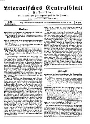 Literarisches Zentralblatt für Deutschland Samstag 9. September 1854