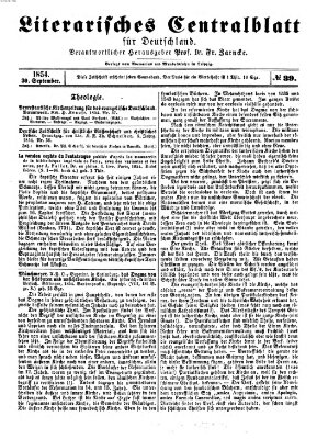 Literarisches Zentralblatt für Deutschland Samstag 30. September 1854