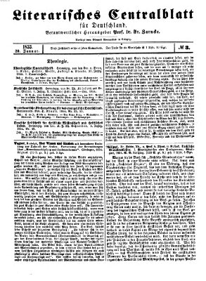 Literarisches Zentralblatt für Deutschland Samstag 20. Januar 1855