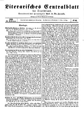 Literarisches Zentralblatt für Deutschland Samstag 10. Februar 1855