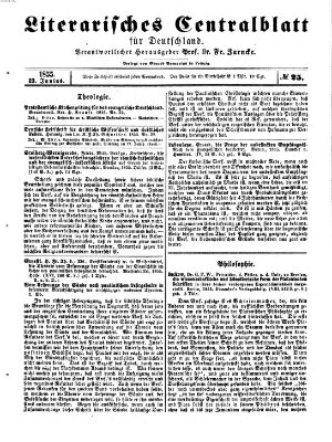 Literarisches Zentralblatt für Deutschland Samstag 23. Juni 1855