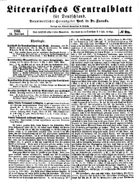 Literarisches Zentralblatt für Deutschland Samstag 14. Juli 1855