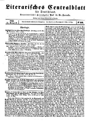 Literarisches Zentralblatt für Deutschland Samstag 11. August 1855